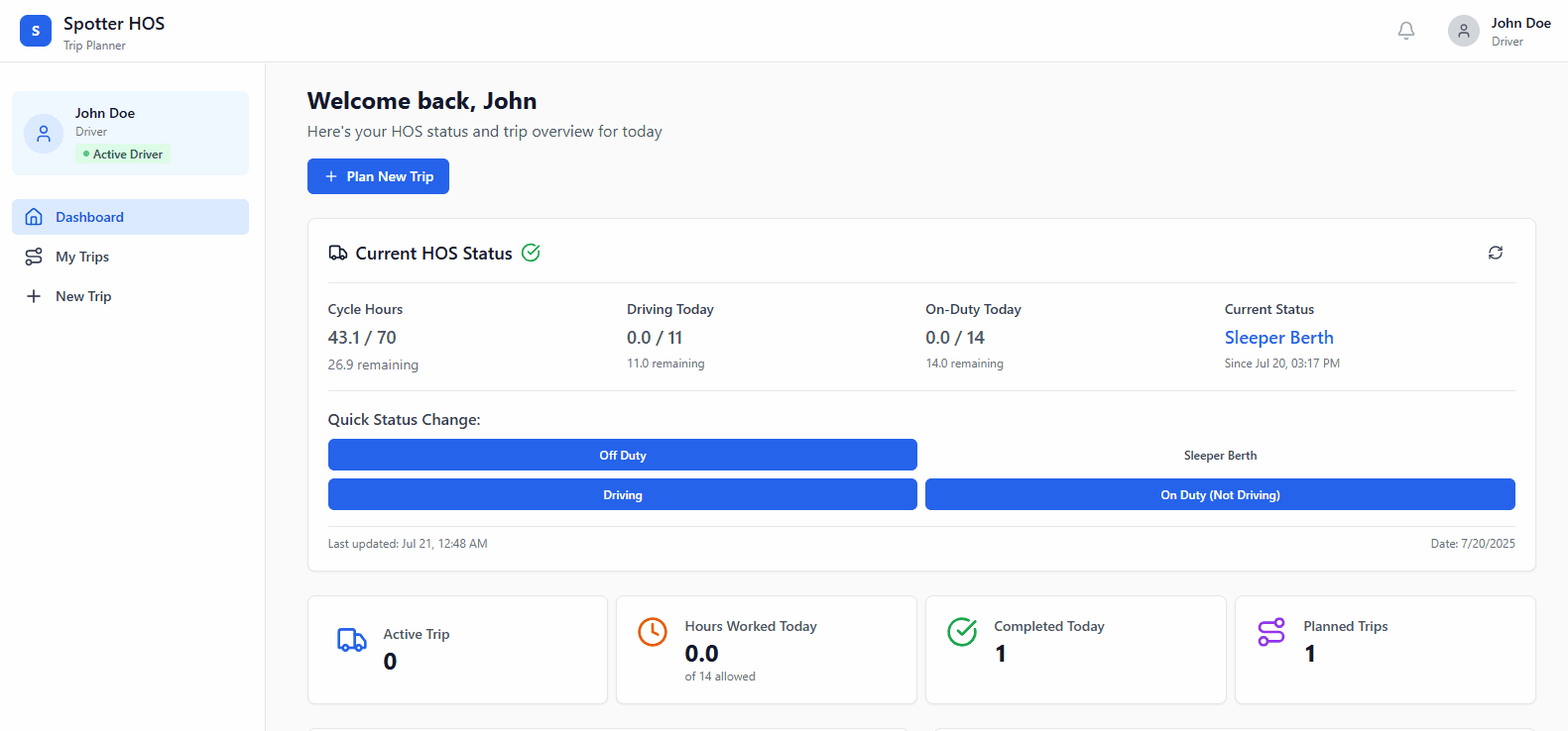Hos dashboard page image